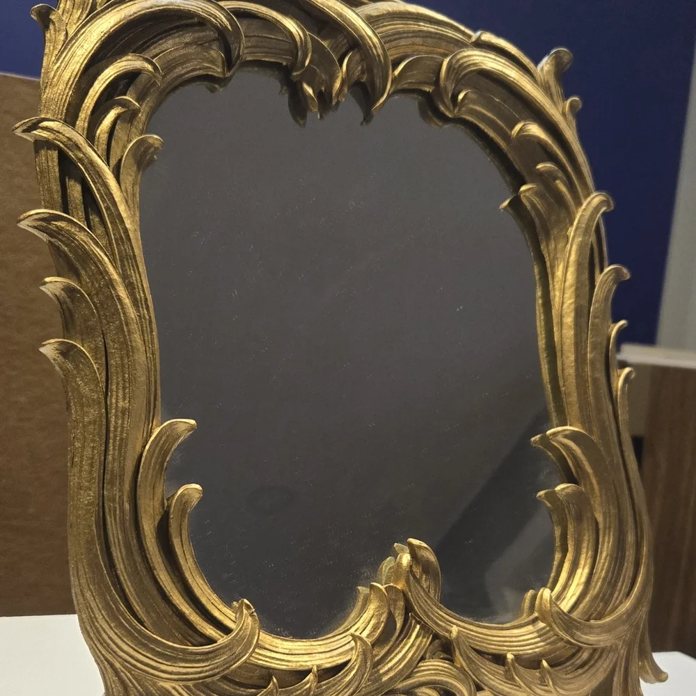 2 Vintage Tabletop Mirrors with Ornate Gold Frame by Syroco, Hollywood Regency